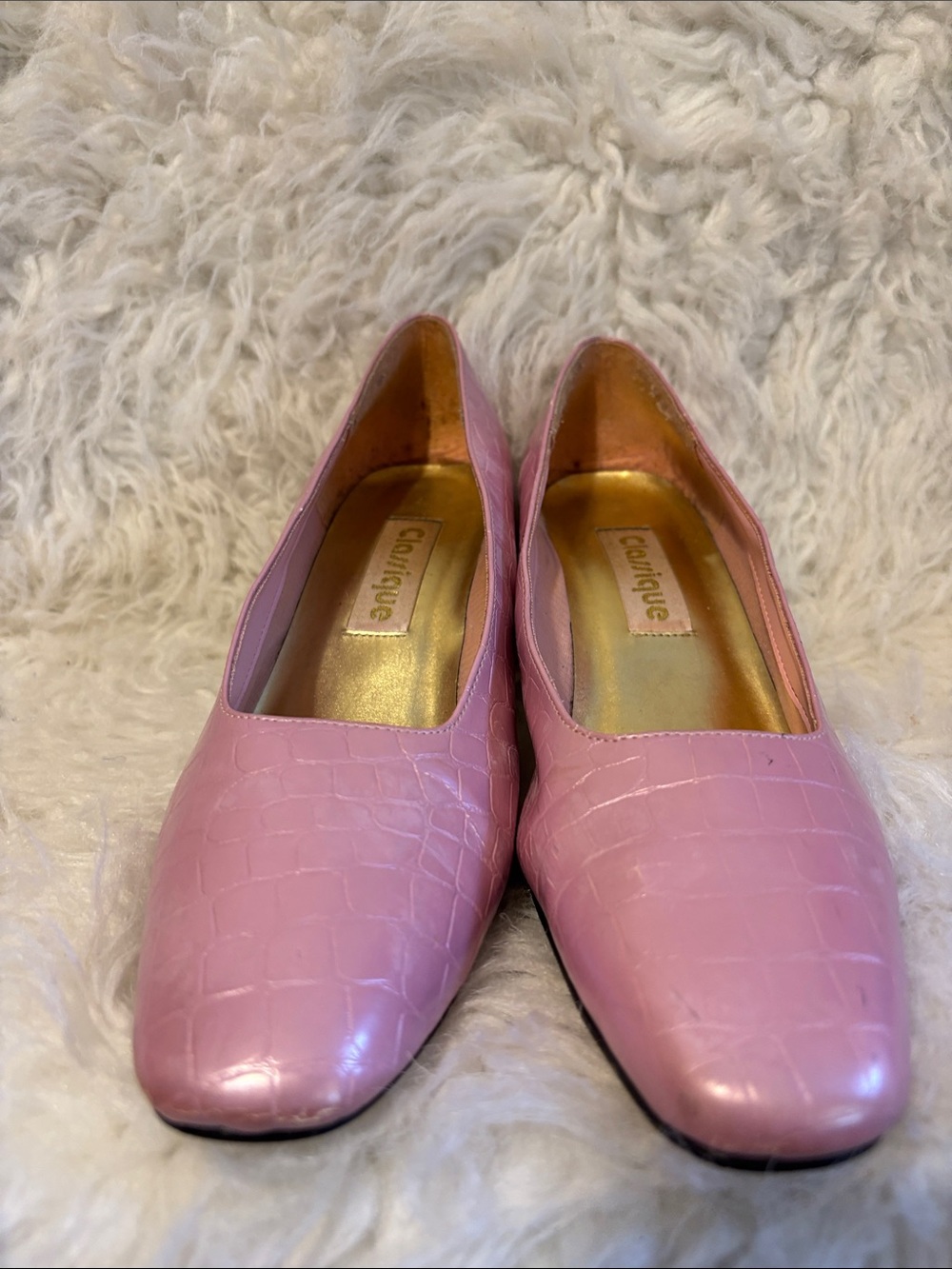 Coutique Pink Croc-Embossed Slip-On Flats